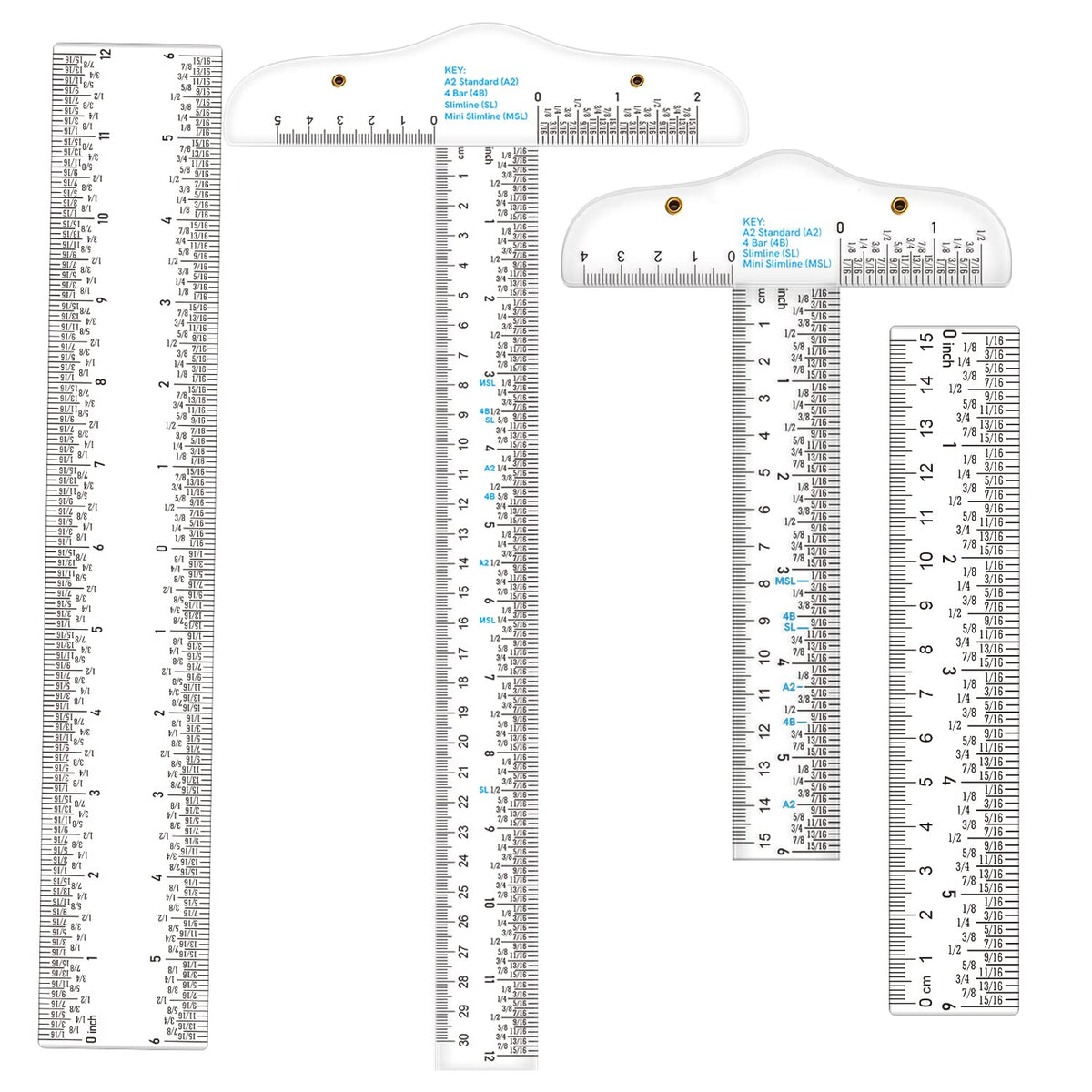 2 PCS 6 Inch /12Inch Clear Acrylic Ruler Zero-Centering Ruler with Inches & Metric Measuring Tool 12" and 6" Inch Straight Edge Rulers for Scrapbooking Card-Making Student School Office Home Tool