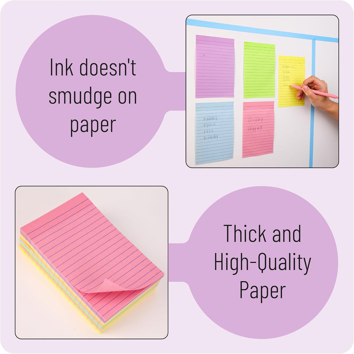 Mr. Pen- Lined Sticky Notes Set, 16 Pads, 4"x6" & 3"x3", 720 Sheets