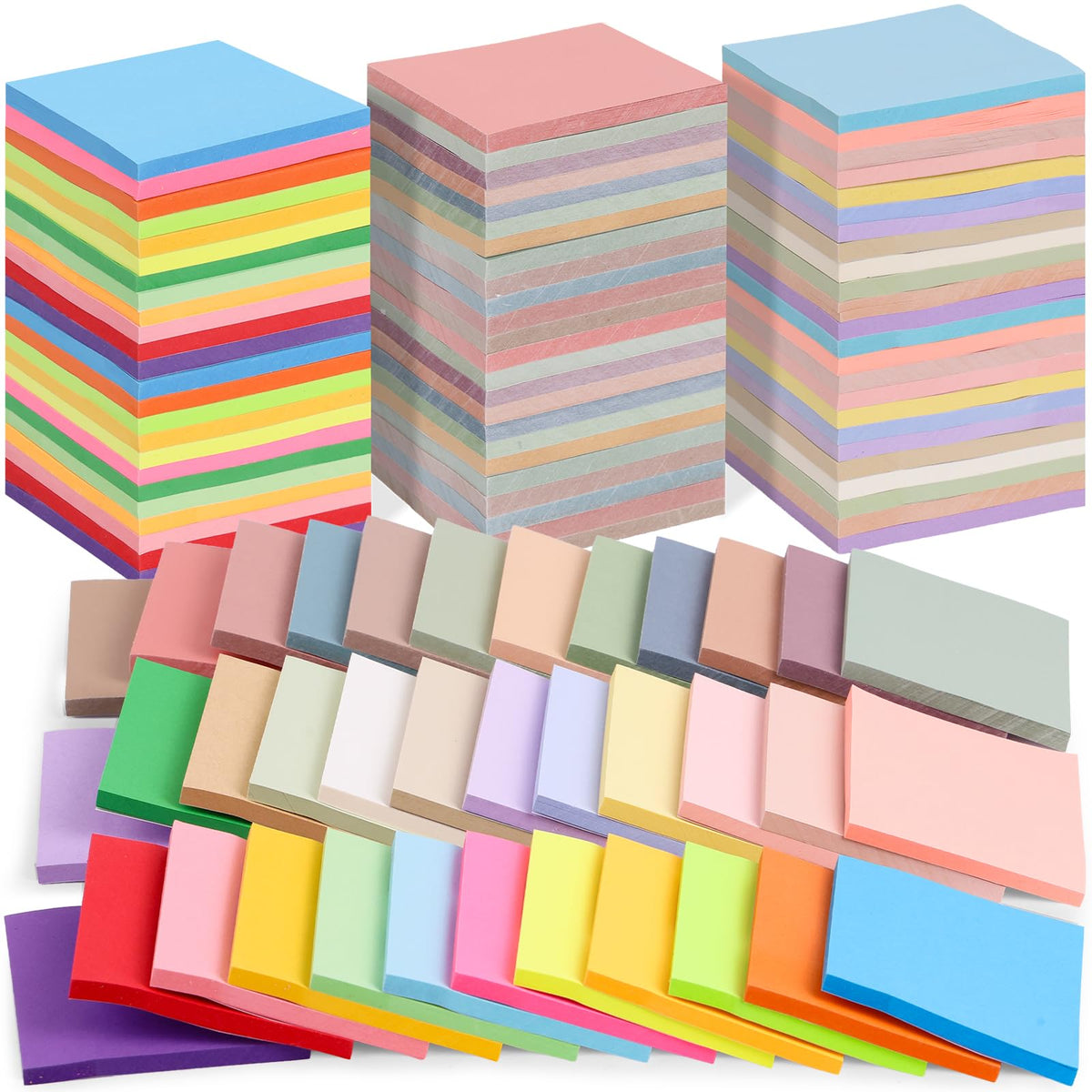 60 Pack Sticky Notes Bulk 3x3 Inch 12 Colors Self Stick Memo Pads