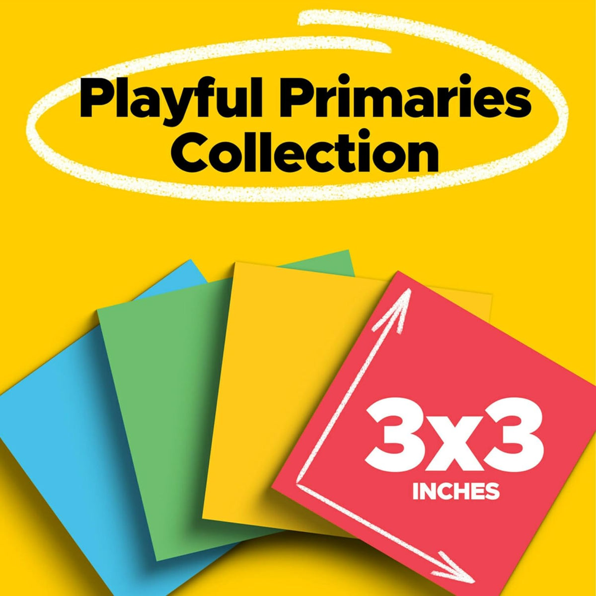 Post-it Super Sticky Notes, 3 x 3 in, Playful Primaries, 24 Pads