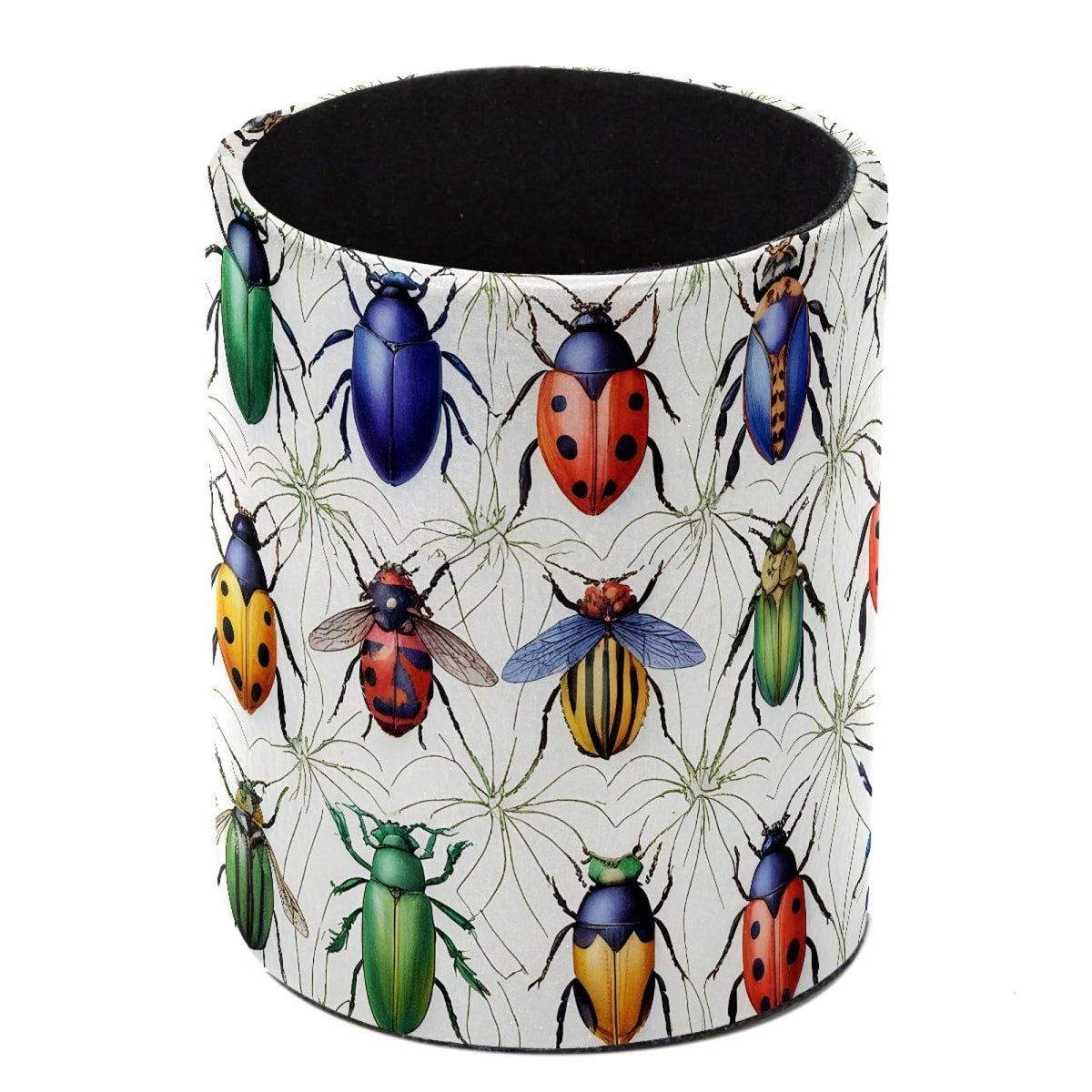 Leather Pen Holder for Desk, Birds Branches Butterflies Pencil Cup Pen Organizer Makeup Brush Holder for Office Home Kids Countertop Desk Accessory Storage