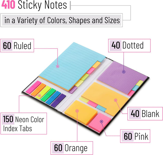 Mr. Pen- Sticky Notes Set, 410 Pack, Ruled, Dotted & Blank Notes