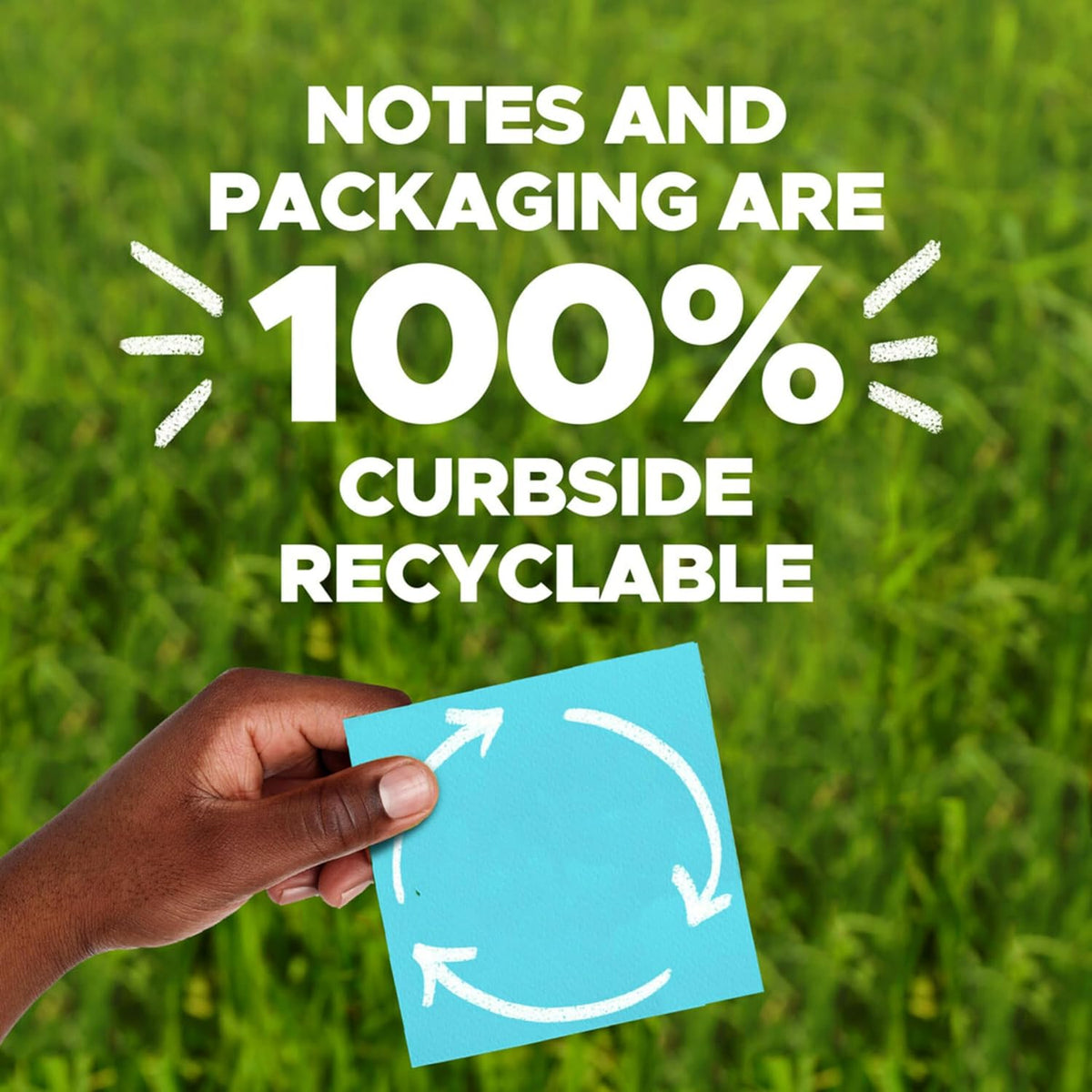 Post-it 100% Recycled Super Sticky Notes, 4 x 6 in, Pastels, 4 Pads