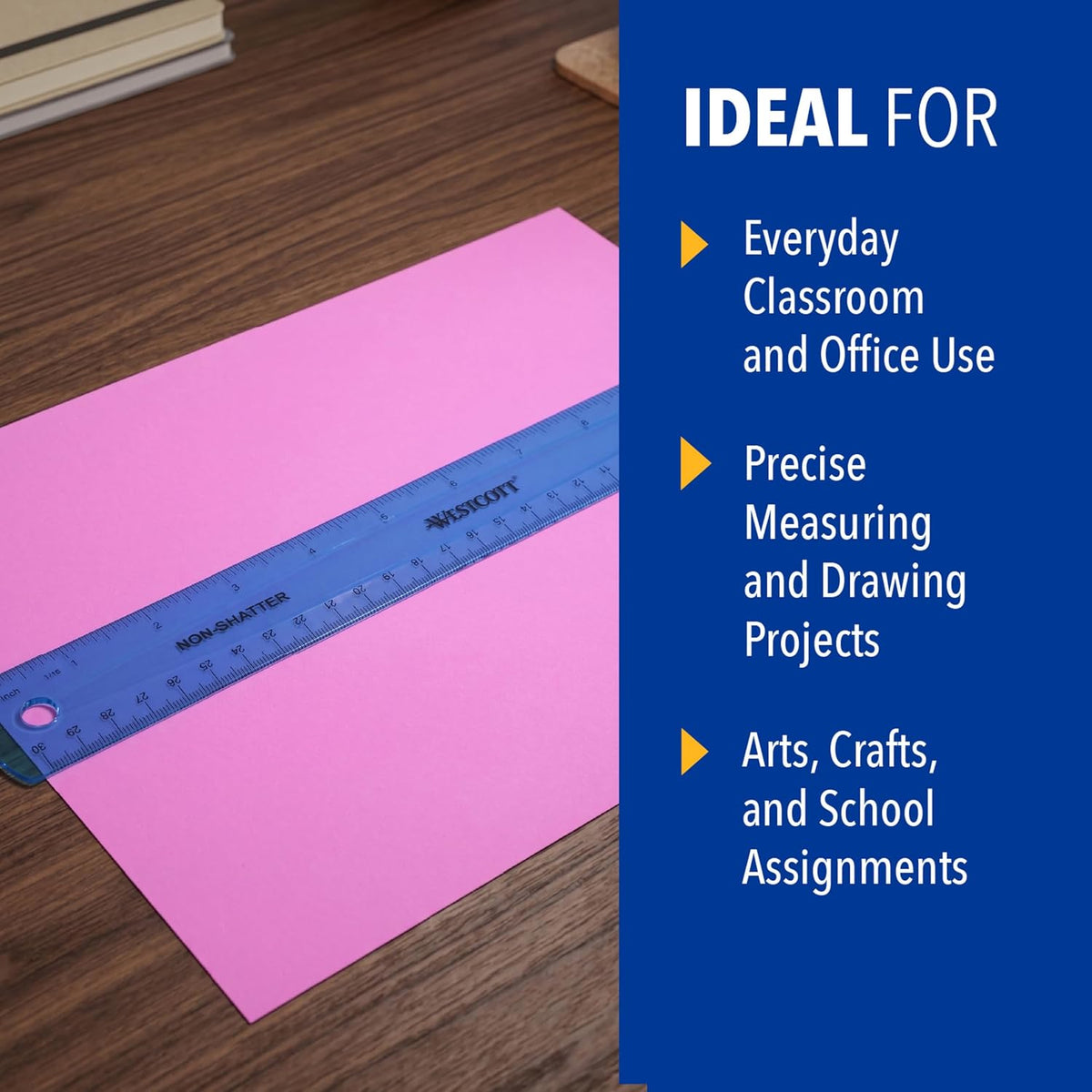 Westcott Shatterproof Ruler, Assorted Translucent Colors, 12"