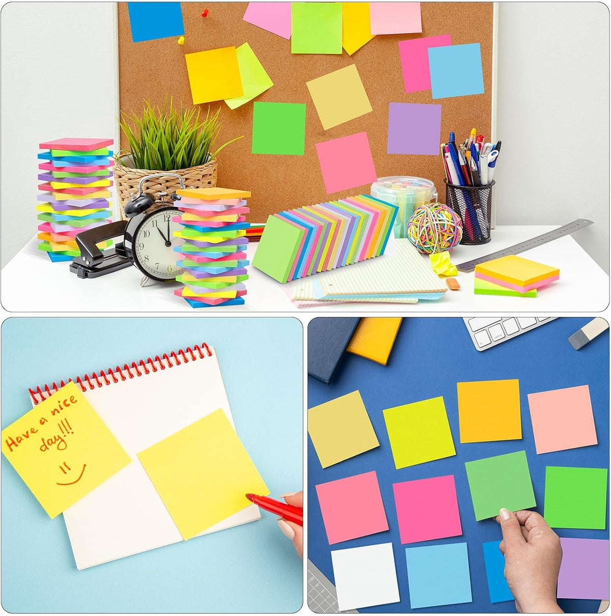 60 Pack Sticky Notes Bulk 3x3 Inch 12 Colors Self Stick Memo Pads