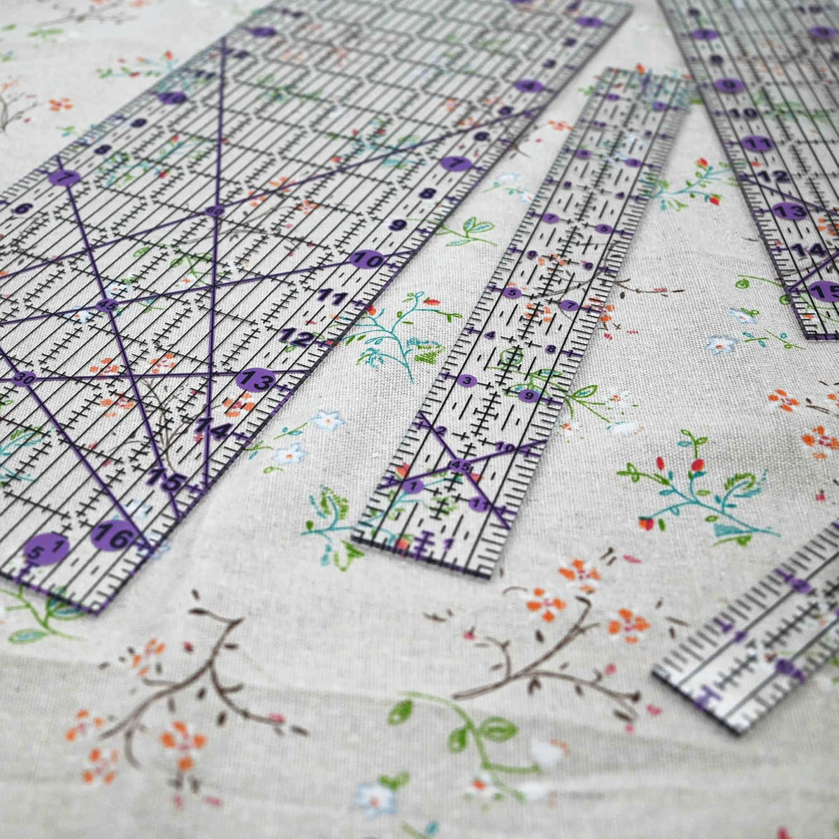 Quilting Rulers Sewing Ruler,Acrylic Quilting Ruler Templates,Precision Cutting Tools for Patchwork Fabric,Sewing Supplies Purple(6"X17",3"X16",1.5"X12",1"X11")