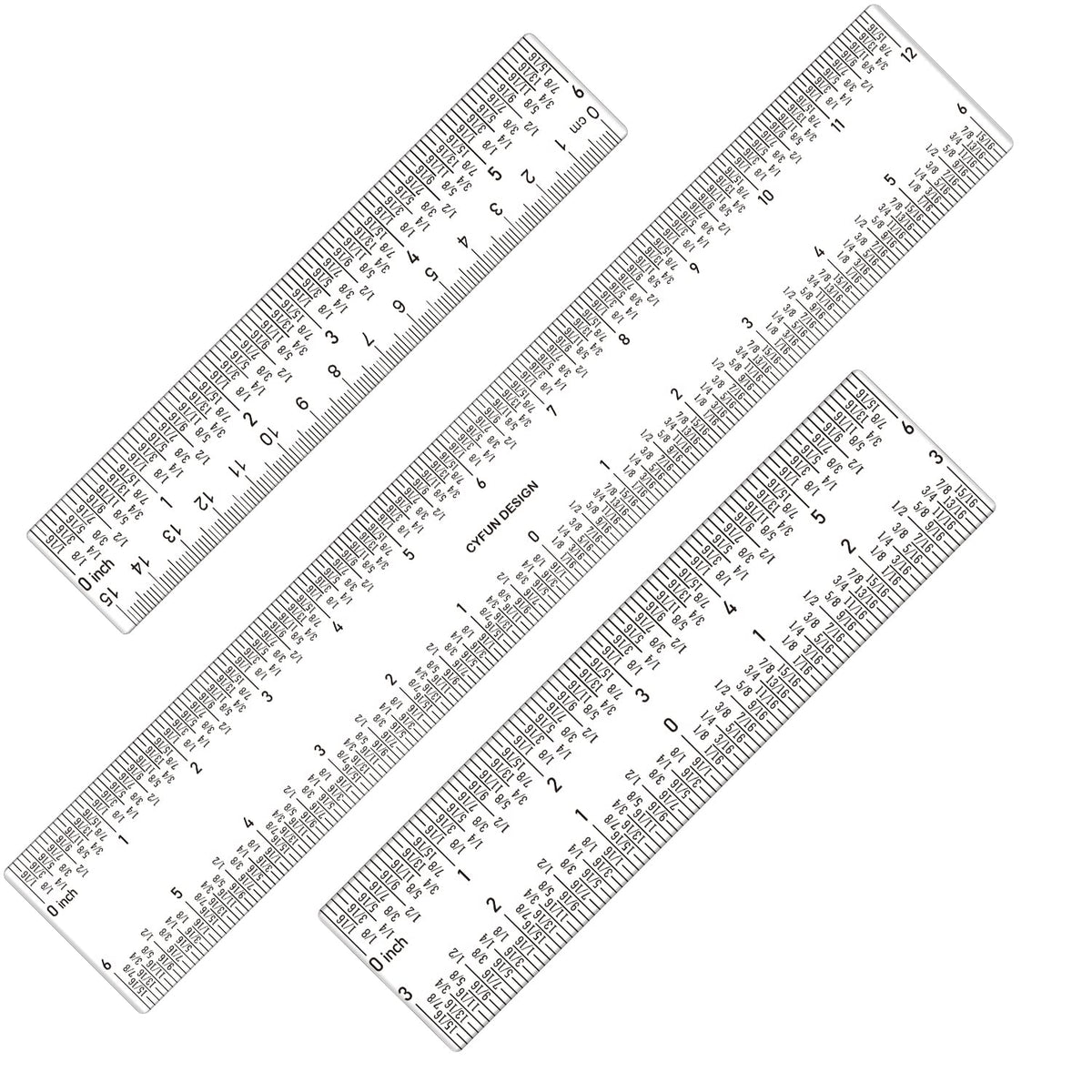 2 PCS 6 Inch /12Inch Clear Acrylic Ruler Zero-Centering Ruler with Inches & Metric Measuring Tool 12" and 6" Inch Straight Edge Rulers for Scrapbooking Card-Making Student School Office Home Tool