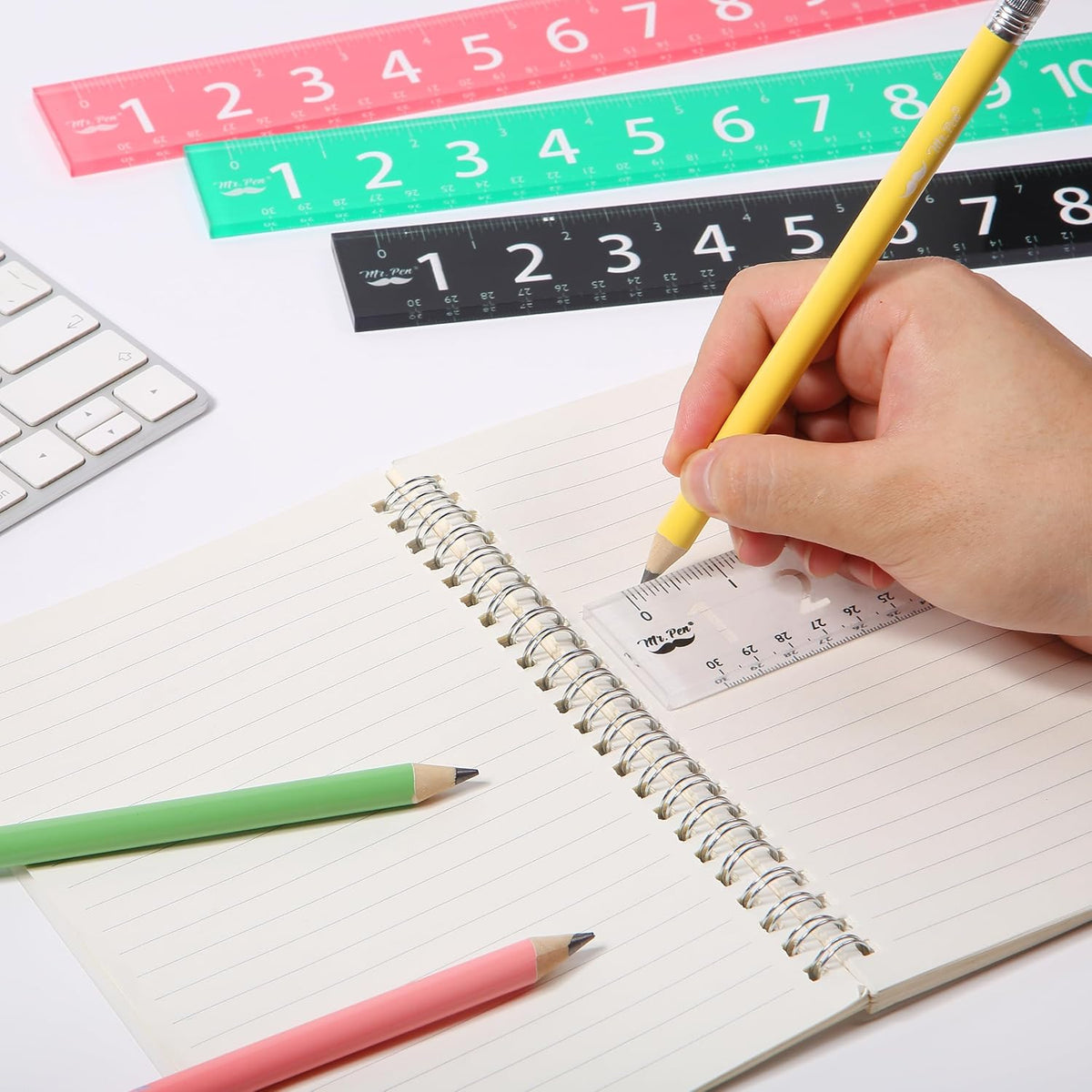 Mr. Pen- Plastic Rulers with Large Numbers, 4 Pack, 12 Inch