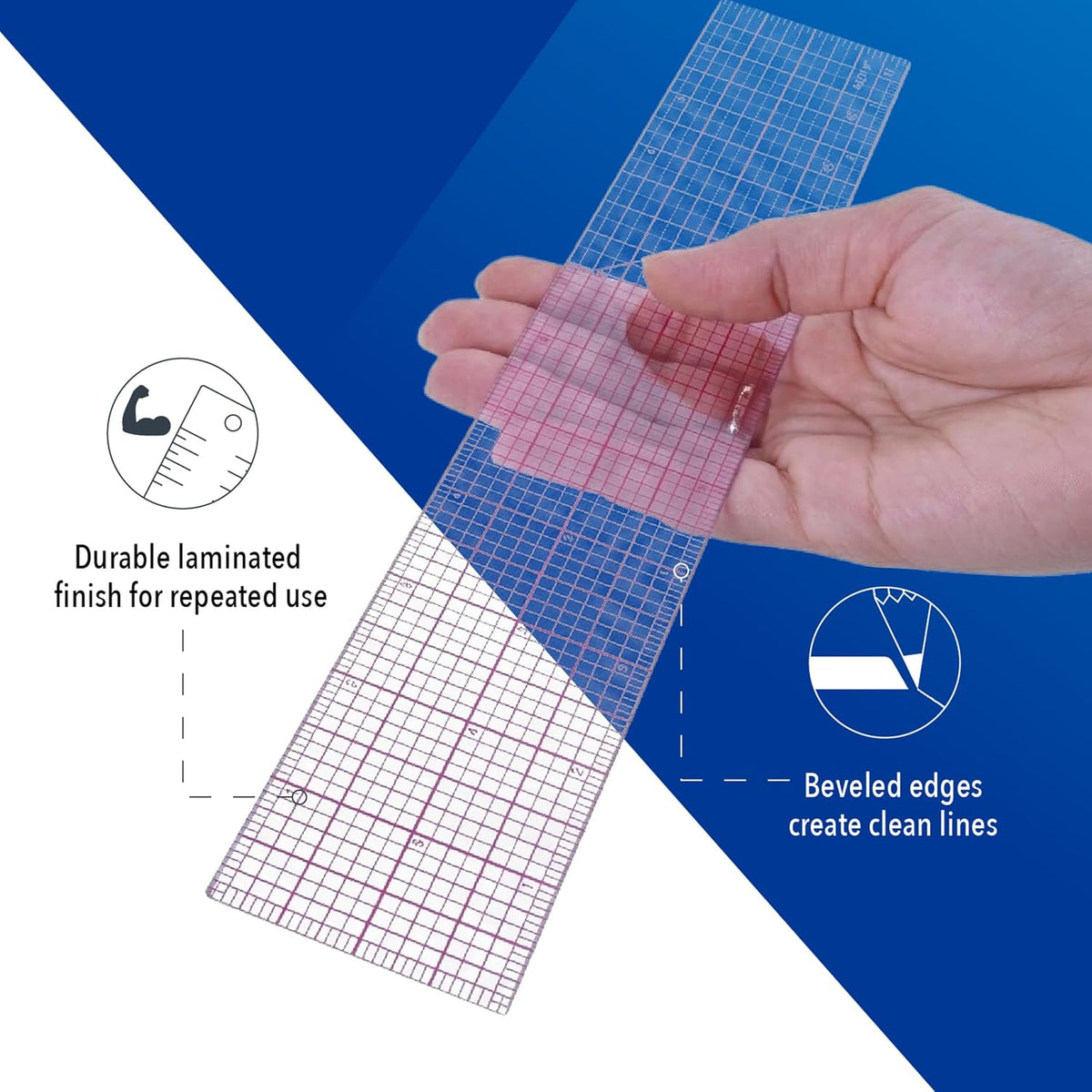 Westcott B-70 8ths Graph Beveled Ruler, 12 in