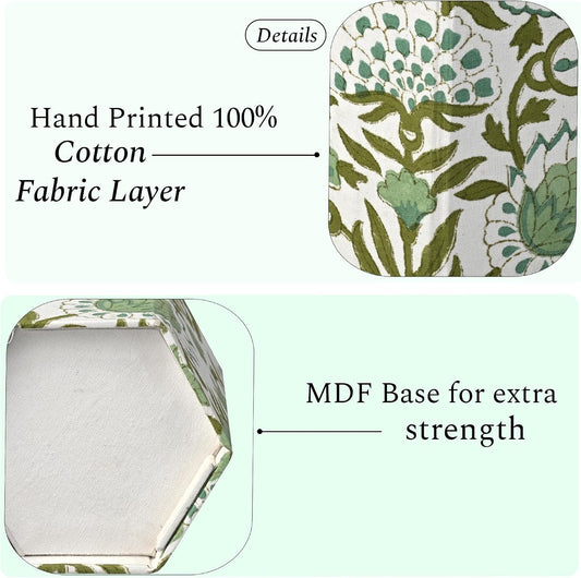 CPC Emerald Green Block Print Cotton Pen Holder Set of 2