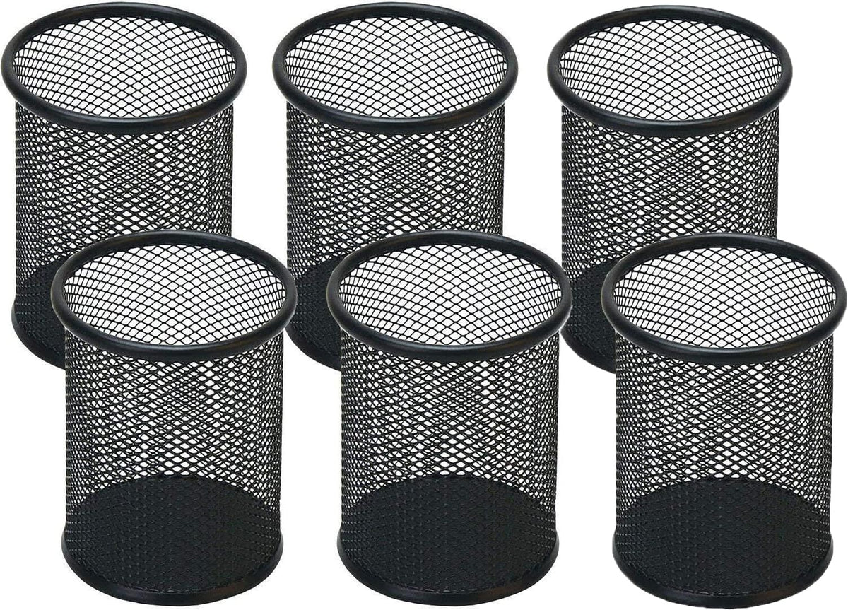 Pen Holder Mesh Pencil Holder Metal Pen Holder Pencil Holder for Desk Office Pen Organizer Black, 8 Pack