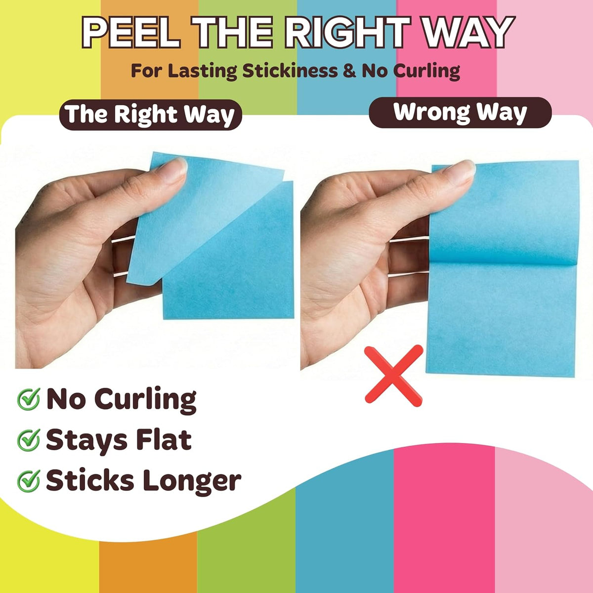 12 Pads Sticky Notes 3x3, 1200 Sheets Very Very Sticky, Bright Neon Color