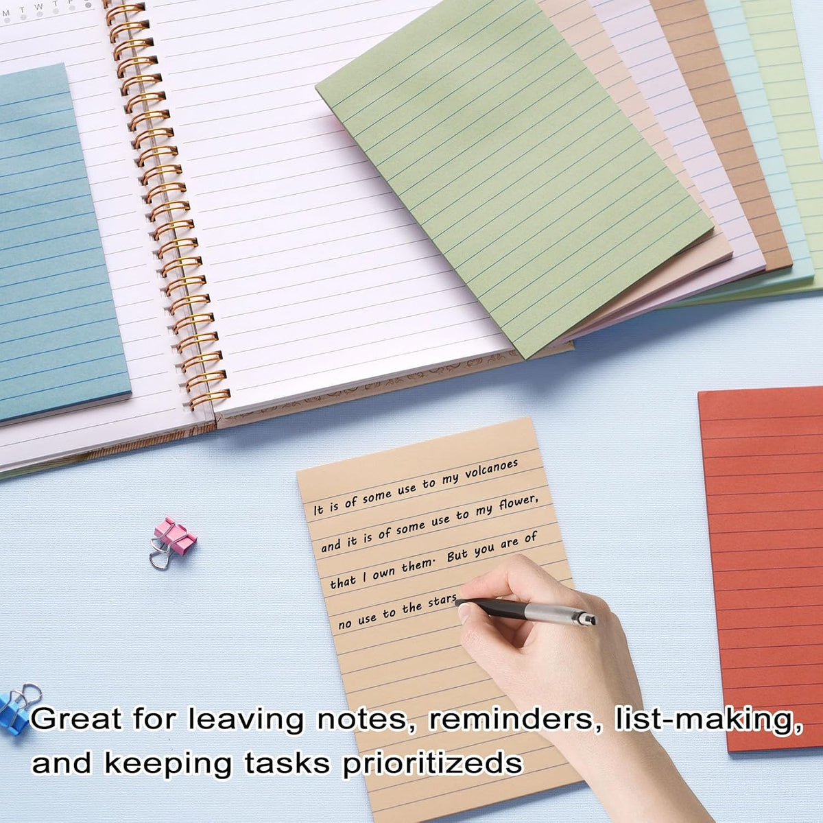 9 Pack Lined Sticky Notes with Lines 4X6 in, Vintage Self- Stick Note Pads