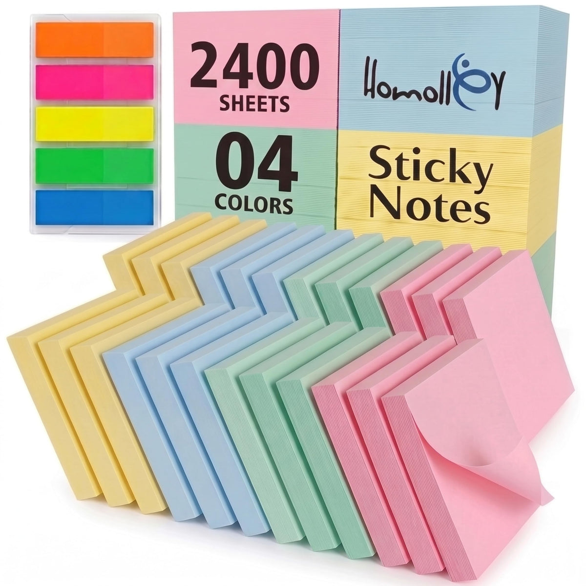 Sticky Notes 3x3, 24 Pads/2400 Sheets, Strong Self-Adhesive Note Pads