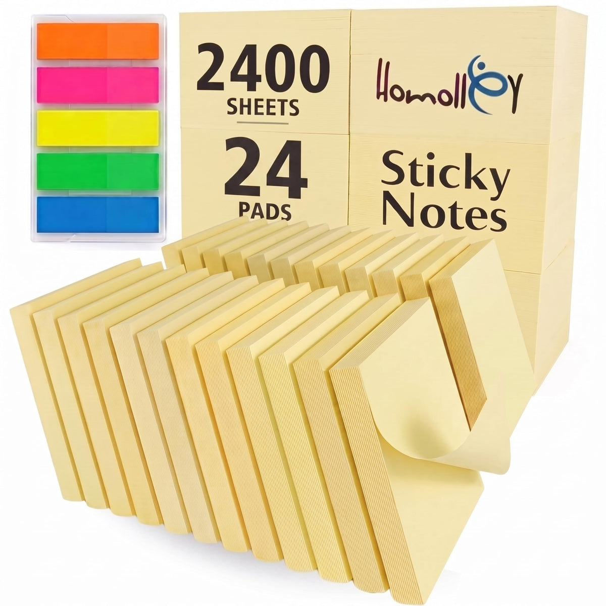 Sticky Notes 3x3, 24 Pads/2400 Sheets, Strong Self-Adhesive Note Pads