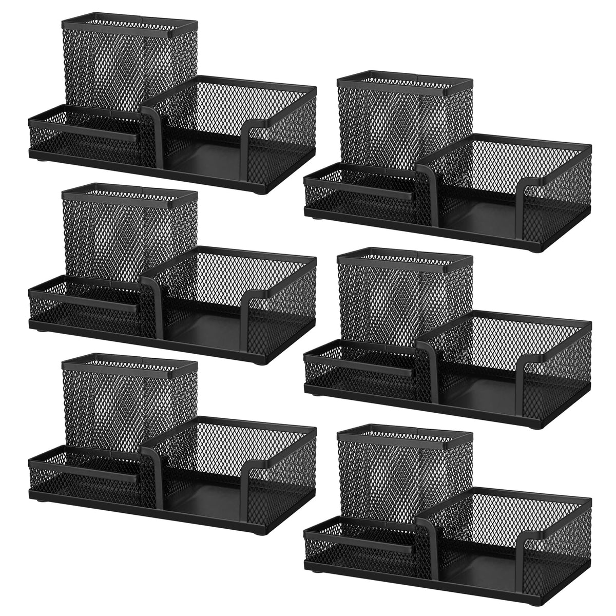 Comix Mesh Pen Pencil Holder Desk Organizer, 7 Compartment Wire Desktop Pen Pencil Cup Caddy Office Supplies for Home Office School, Black