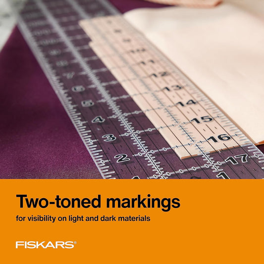 Fiskars 3" x 18" Acrylic Sewing & Quilting Ruler with Gridlines, Clear