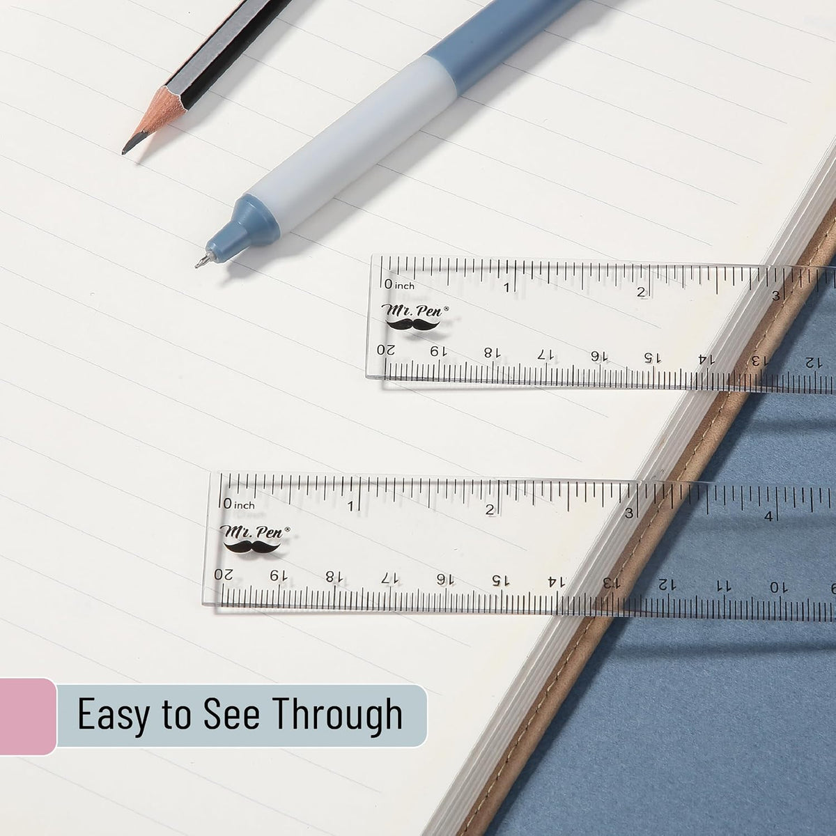 Mr. Pen- Plastic Ruler, 8 Inch, 3 Pack, Easy-to-Read Markings
