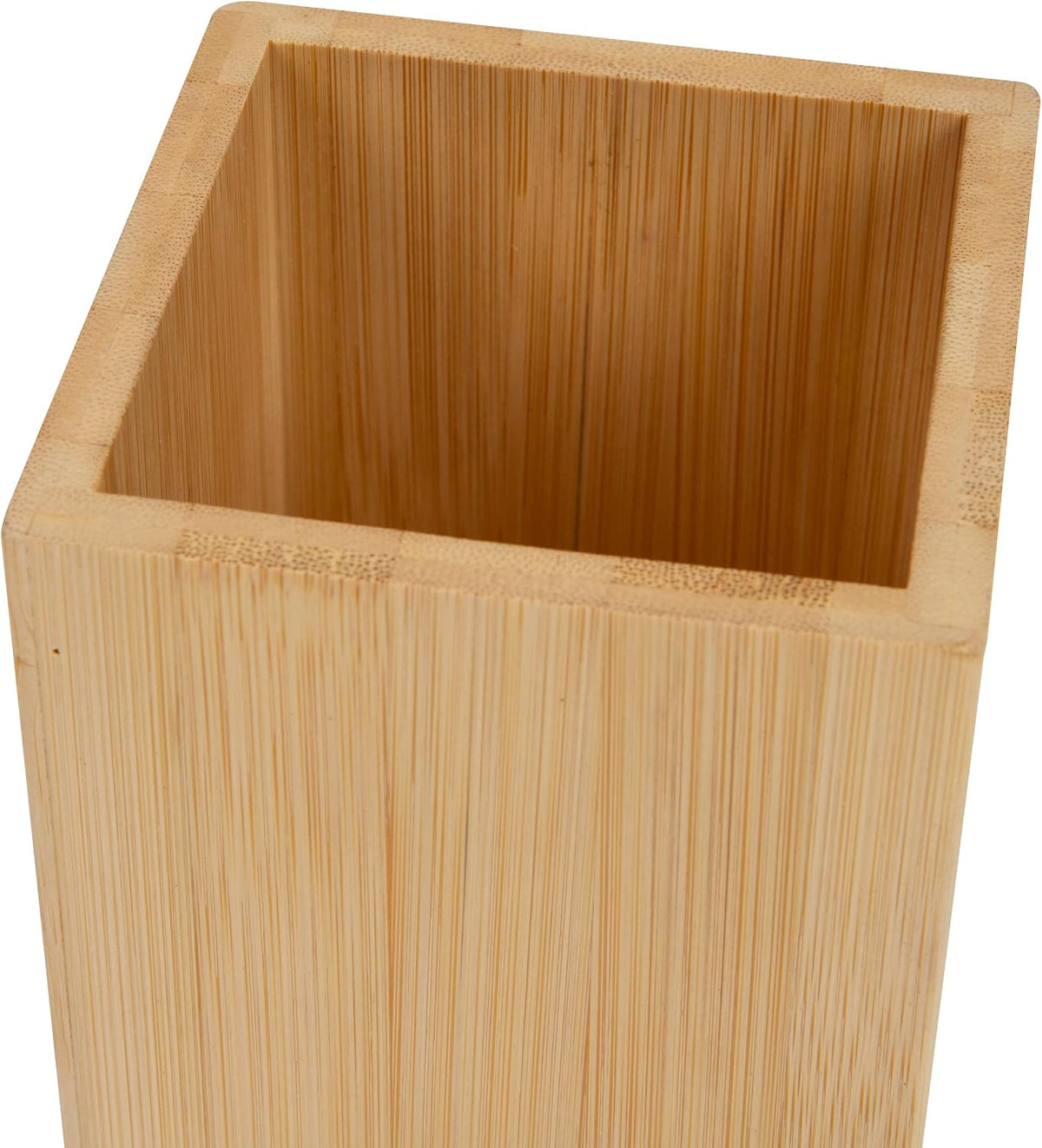 Mind Reader Pen Cup, Accessory Holder, Desktop Organization, Office, Bamboo, 3.5"L x 3.5"W x 3.875"H, Brown