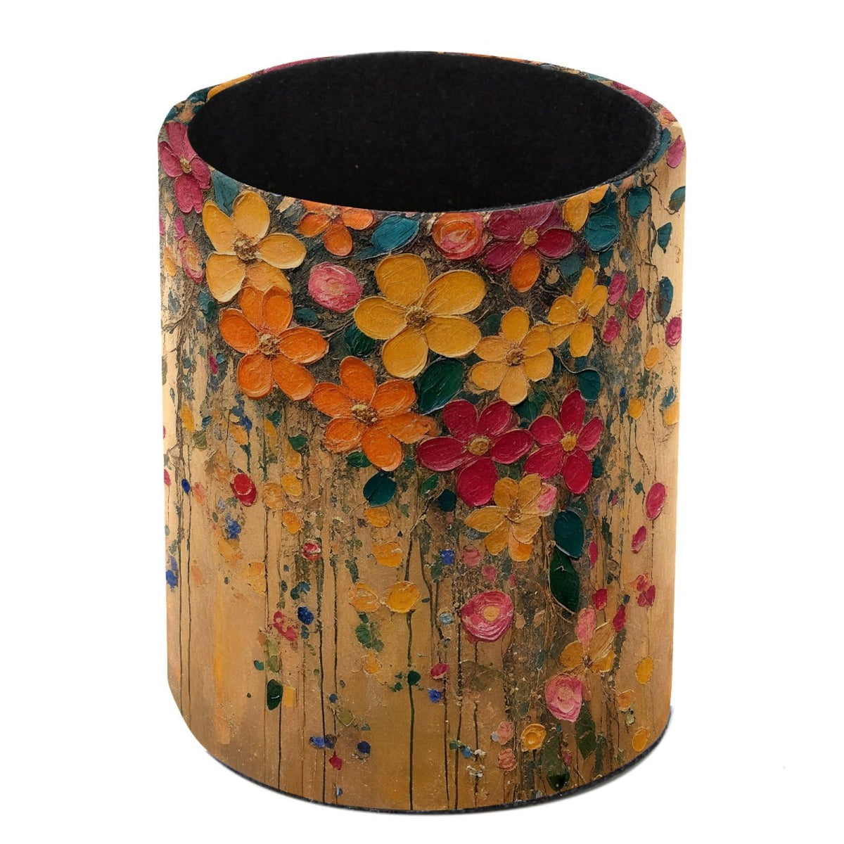 Leather Pen Holder for Desk, Birds Branches Butterflies Pencil Cup Pen Organizer Makeup Brush Holder for Office Home Kids Countertop Desk Accessory Storage