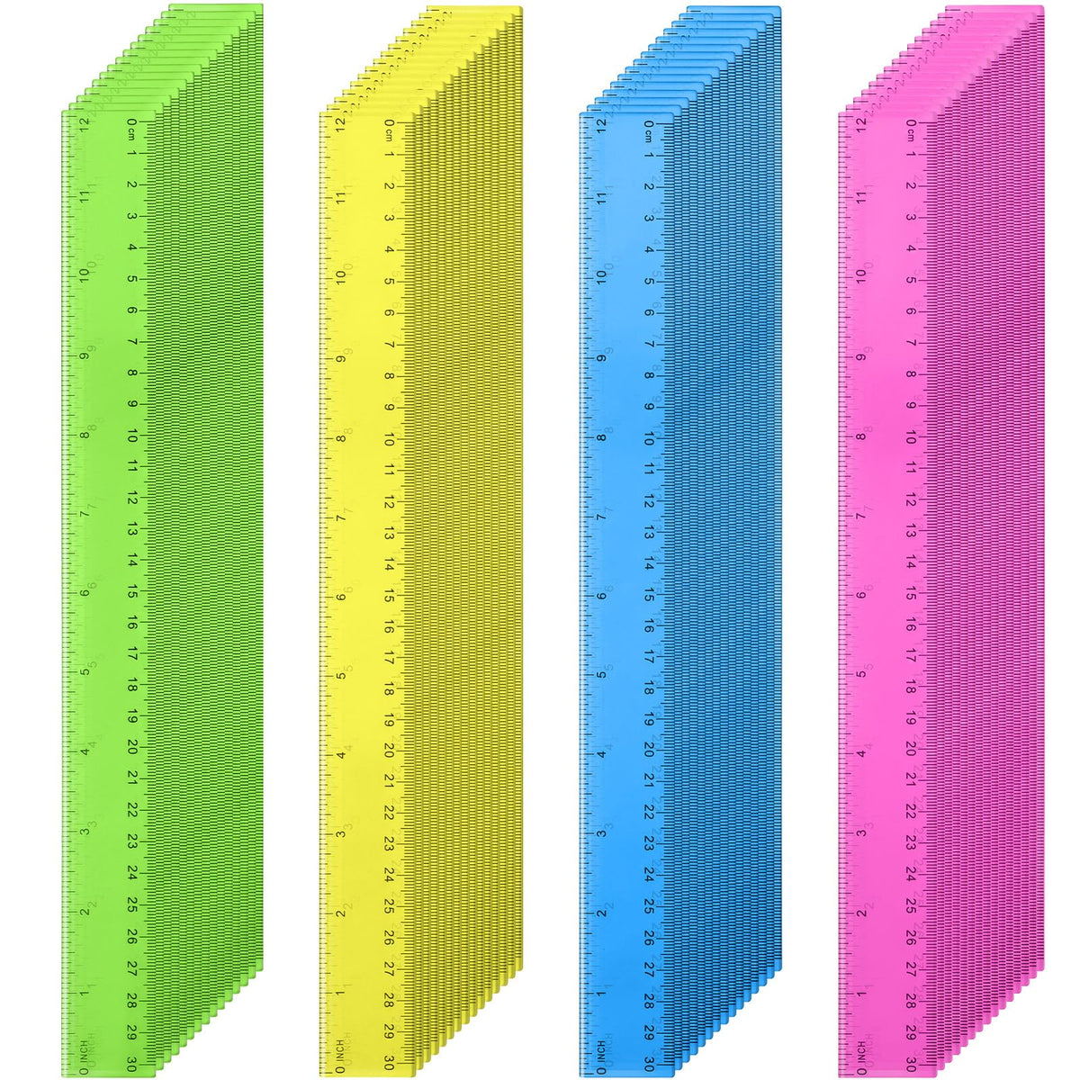 Eboot 20 Pack 12 in Clear Plastic Rulers Bulk for Classroom, School, Office