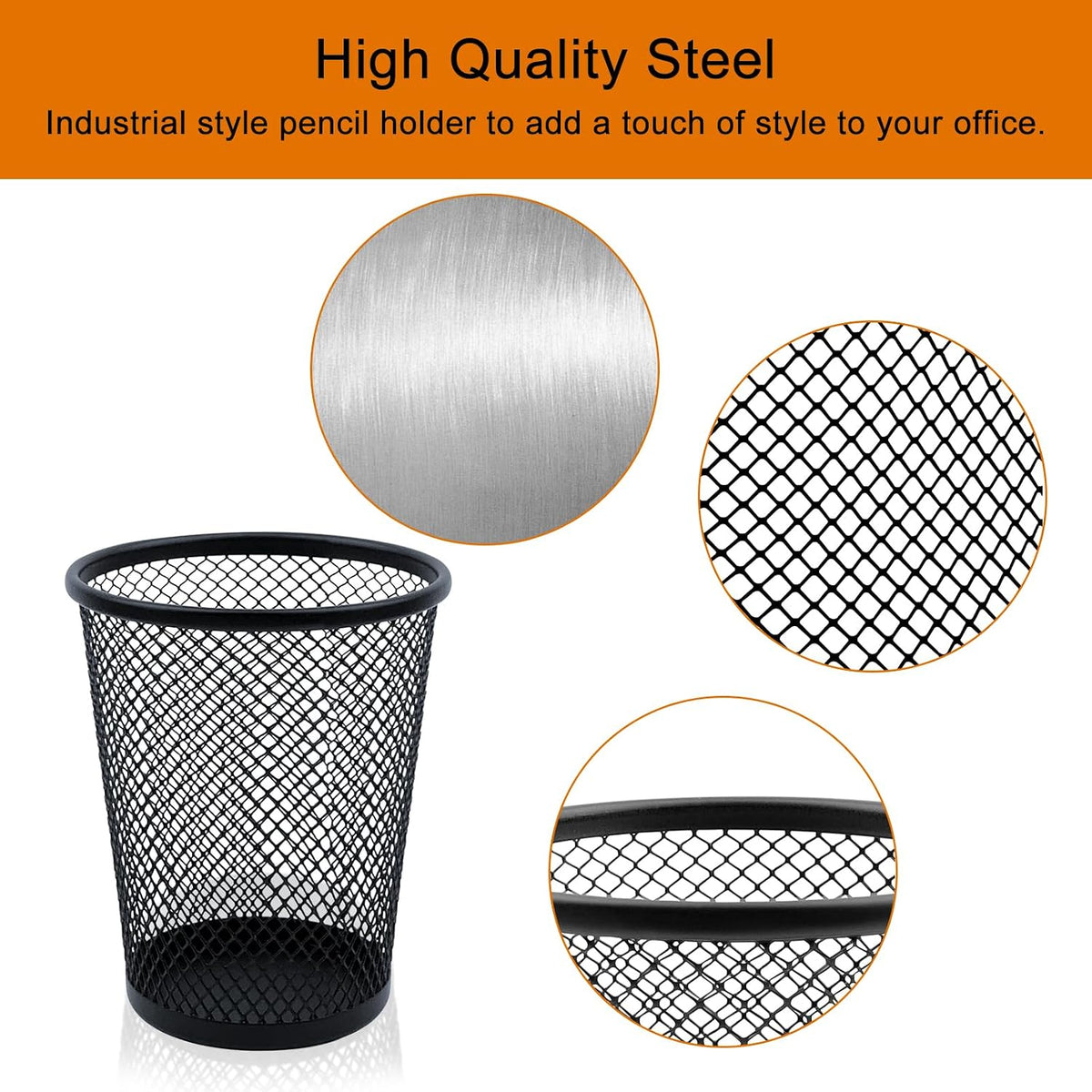 HSYMQ Desk Pencil Pen Holder, Wire Mesh Pen Cup Holder for Desk Organizer and Office Desk Accessories (12 Pack)