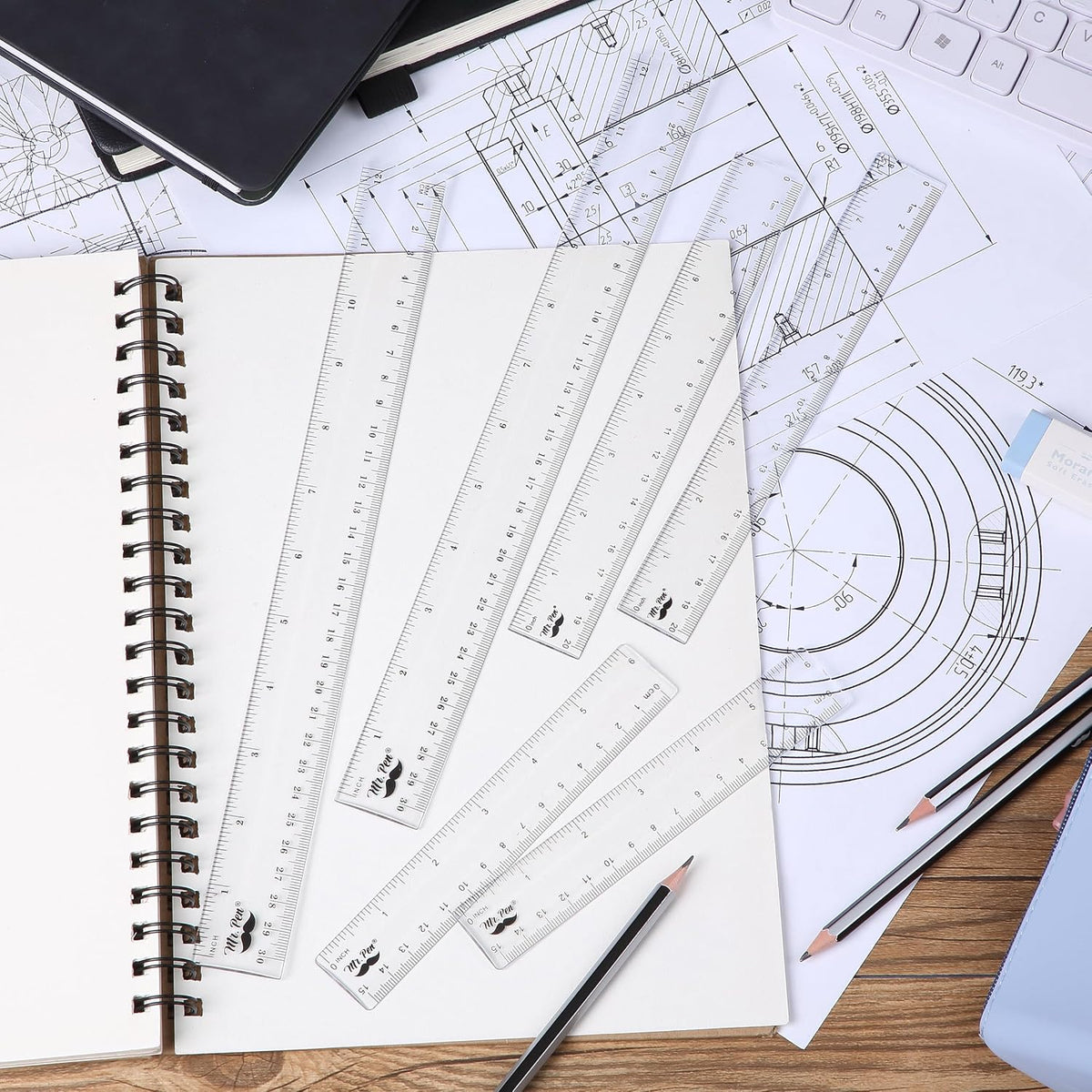 Mr. Pen- Clear Ruler Set, 6 Pack, 6", 8" and 12", Metric & Imperial