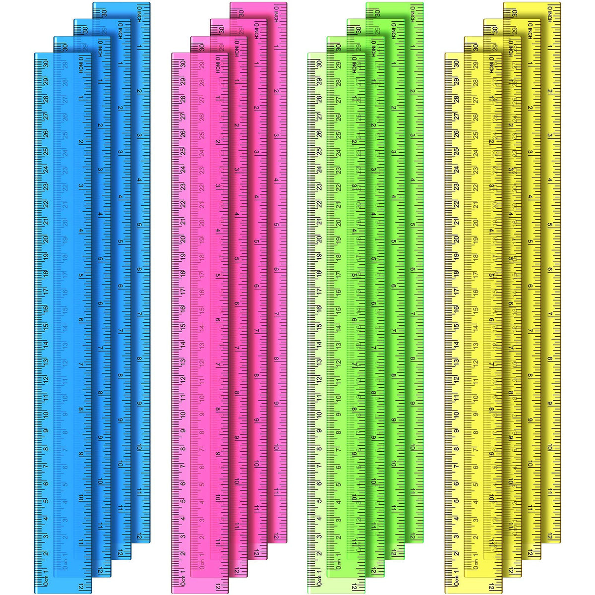 Eboot 20 Pack 12 in Clear Plastic Rulers Bulk for Classroom, School, Office