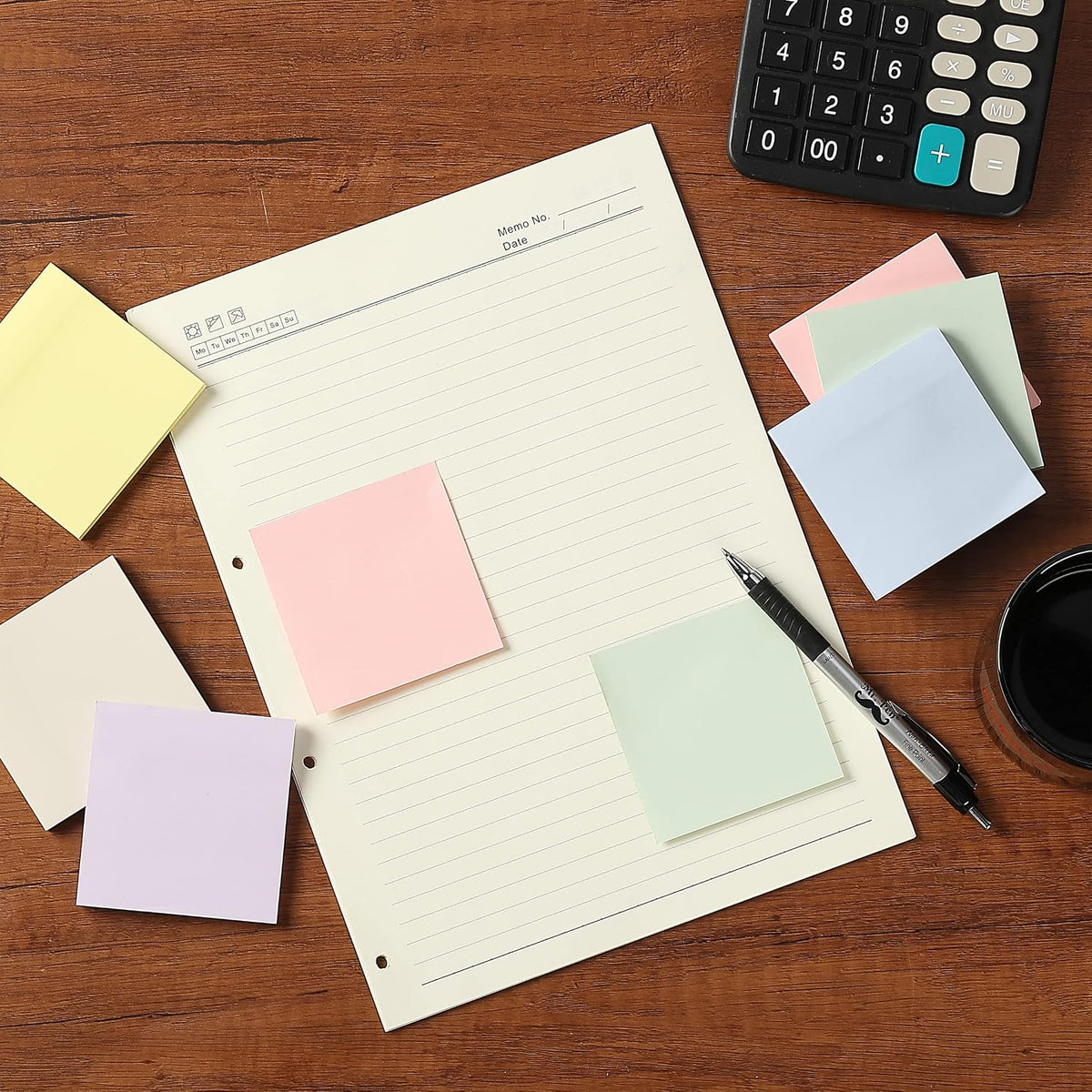Mr. Pen- Sticky Notes, 3"x3", 12 Pads, 720 Sheets, Morandi Colors